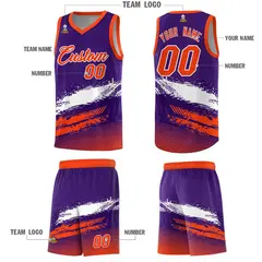 Purple White and Orange Graffiti Pattern Basketball Jersey 5