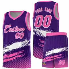 Purple White and Pink Graffiti Basketball Jersey 1