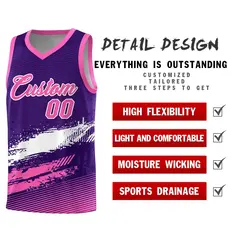 Purple White and Pink Graffiti Basketball Jersey 2