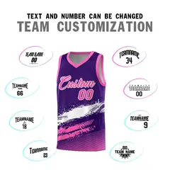 Purple White and Pink Graffiti Basketball Jersey 4