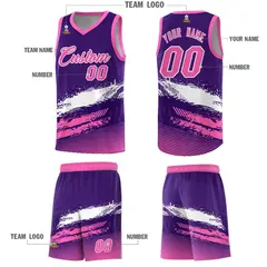 Purple White and Pink Graffiti Basketball Jersey 5
