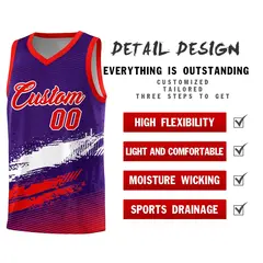 Purple White and Red Graffiti Basketball Jersey 2