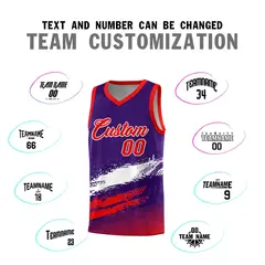 Purple White and Red Graffiti Basketball Jersey 4