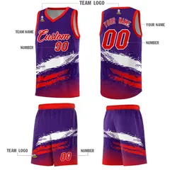 Purple White and Red Graffiti Basketball Jersey 5