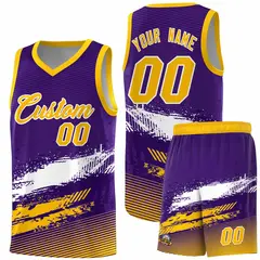 Purple White and Yellow Graffiti Basketball Jersey 1