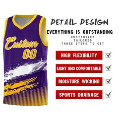 Purple White and Yellow Graffiti Basketball Jersey 2