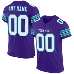 Purple White-Aqua Mesh Football Jersey 1