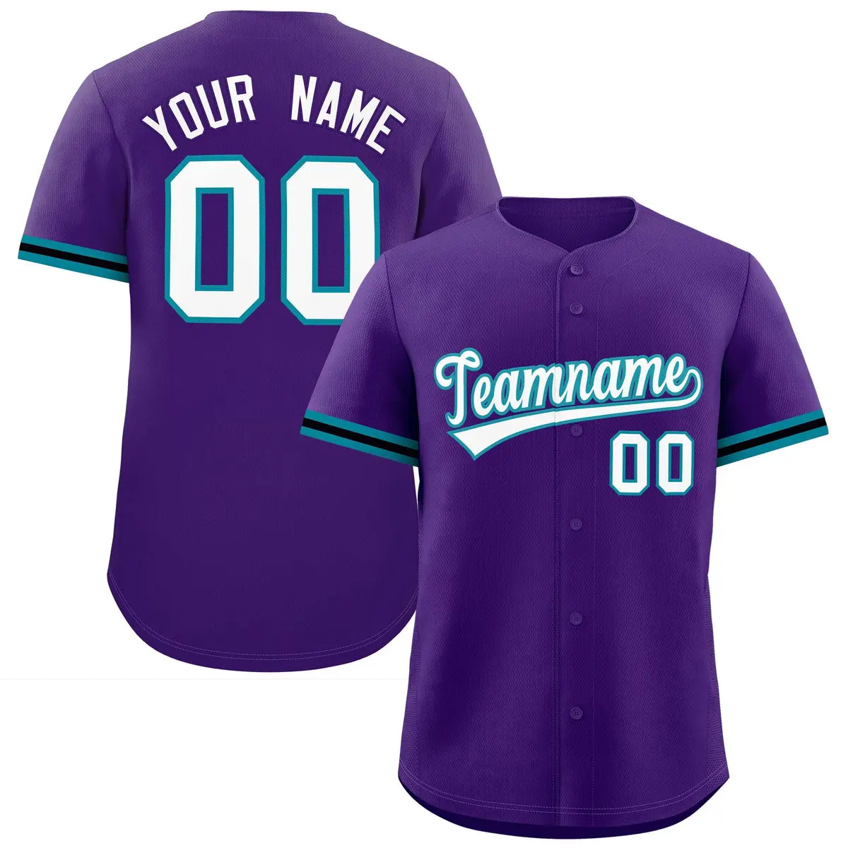 Purple White Authentic Full-Button Baseball Jersey