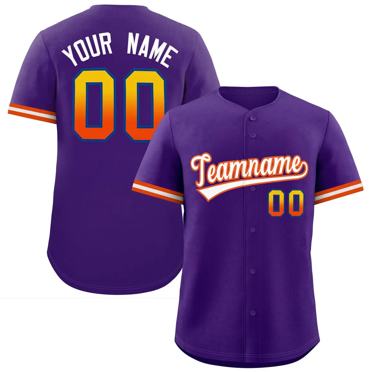 Purple White Authentic Full-Button Baseball Jersey
