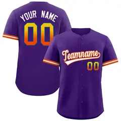 Purple White Authentic Full-Button Baseball Jersey 1