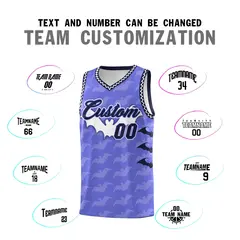 Purple White Bat Pattern Halloween Basketball Jersey 4