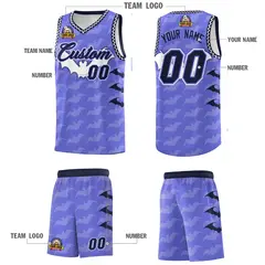 Purple White Bat Pattern Halloween Basketball Jersey 5