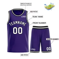 Purple White-Black Bull Curved Basketball Jersey 3