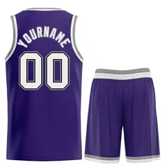 Purple White-Black Bull Curved Basketball Jersey 2