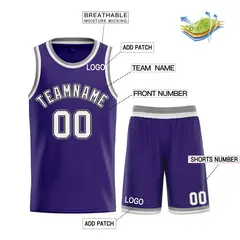 Purple White-Black Bull Curved Basketball Jersey 3