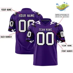 Purple White-Black Camo Authentic Football Jersey 2