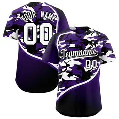 Purple White Black Camo Gradient Fashion Baseball Jersey