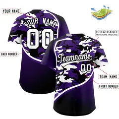 Purple White Black Camo Gradient Fashion Baseball Jersey 2