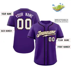 Purple White-Black Classic Authentic Baseball Jersey 2