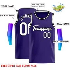 Purple White-Black Classic Casual Basketball Jersey 2