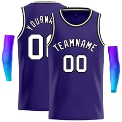 Purple White-Black Classic Casual Basketball Jersey