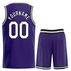 Purple White-Black Classic Heal Sports Basketball Jersey 2