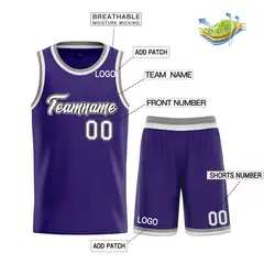 Purple White-Black Classic Heal Sports Basketball Jersey 3