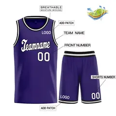 Purple White-Black Classic Sets Basketball Jersey 3