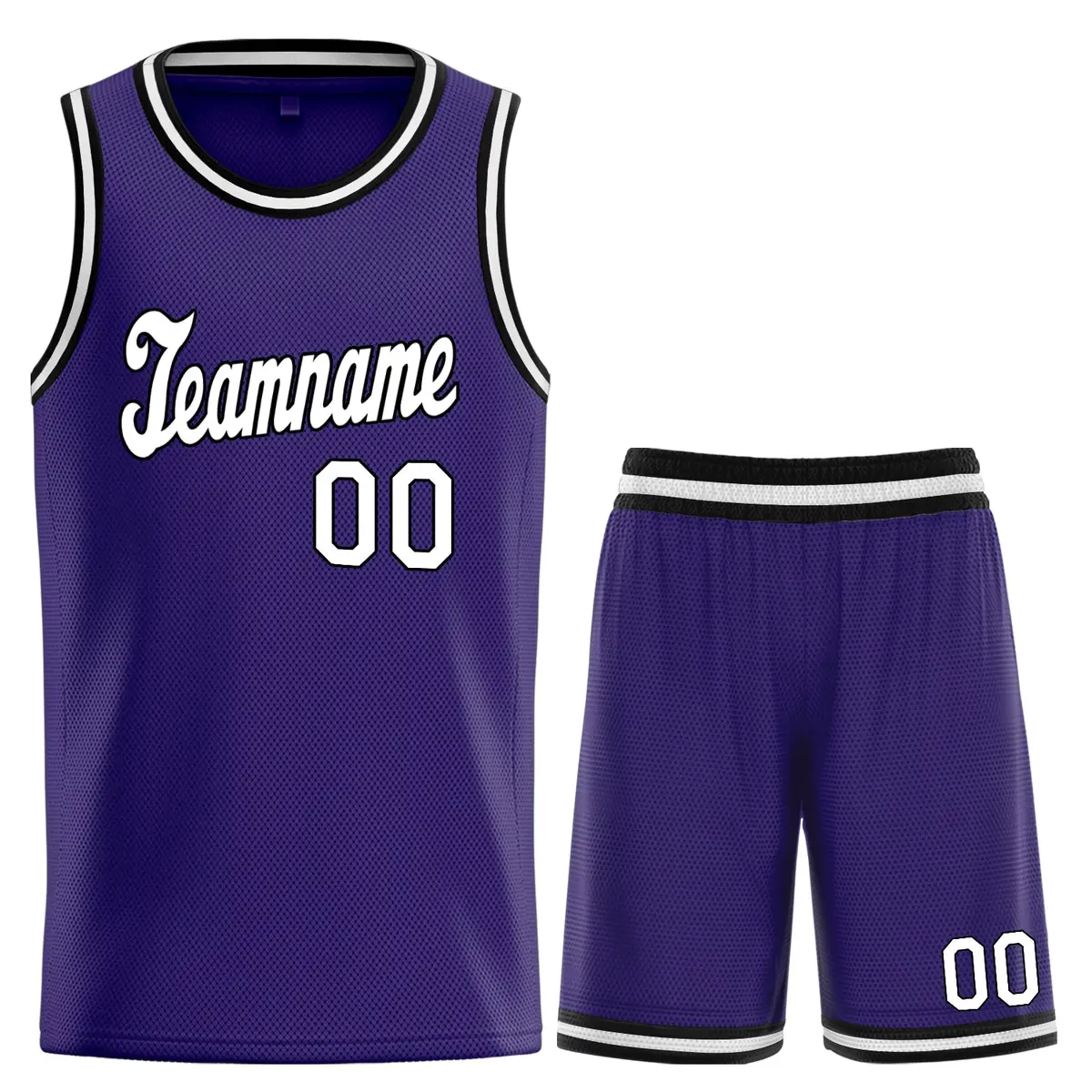 Purple White-Black Classic Sport Sets Basketball Jersey
