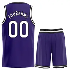 Purple White-Black Classic Sport Sets Basketball Jersey 2