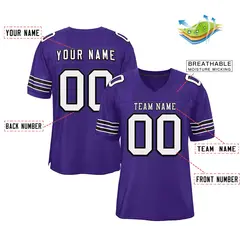 Purple White-Black Classic Style Authentic Football Jersey 2