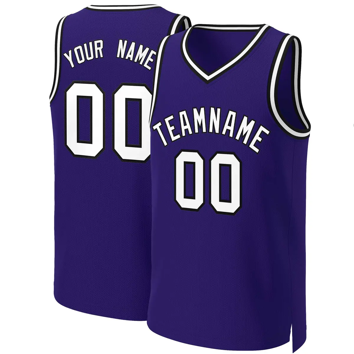 Purple White-Black Classic Tops Basketball Jersey