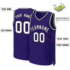 Purple White-Black Classic Tops Basketball Jersey 2