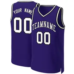 Purple White-Black Classic Tops Basketball Jersey 1