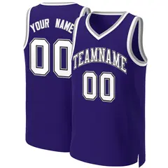 Purple White-Black Classic Tops Basketball Jersey 1
