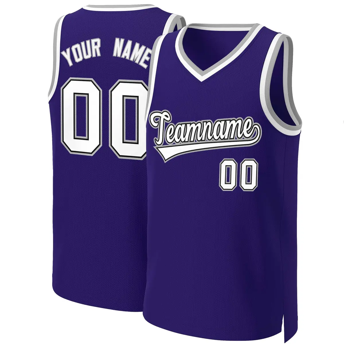 Purple White-Black Classic Tops Basketball Jersey