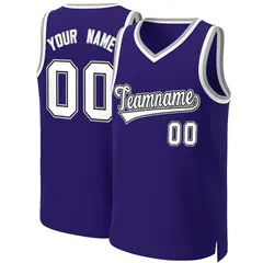 Purple White-Black Classic Tops Basketball Jersey 1
