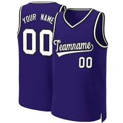 Purple White-Black Classic Tops Basketball Jersey 1