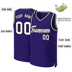 Purple White-Black Classic Tops Basketball Jersey 2