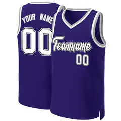 Purple White-Black Classic Tops Basketball Jersey 1