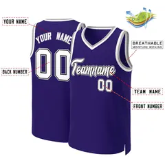 Purple White-Black Classic Tops Basketball Jersey 2