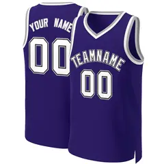 Purple White-Black Classic Tops Basketball Jersey 1