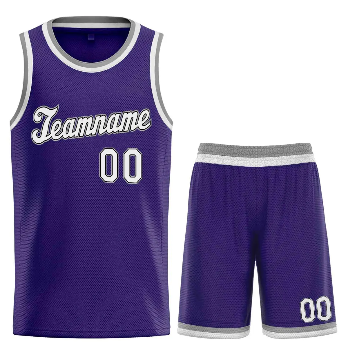 Purple White Black Classic Uniform Basketball Jersey