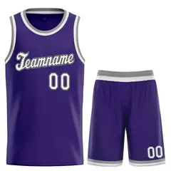 Purple White Black Classic Uniform Basketball Jersey