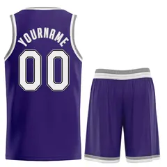 Purple White Black Classic Uniform Basketball Jersey 2