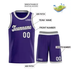 Purple White Black Classic Uniform Basketball Jersey 3