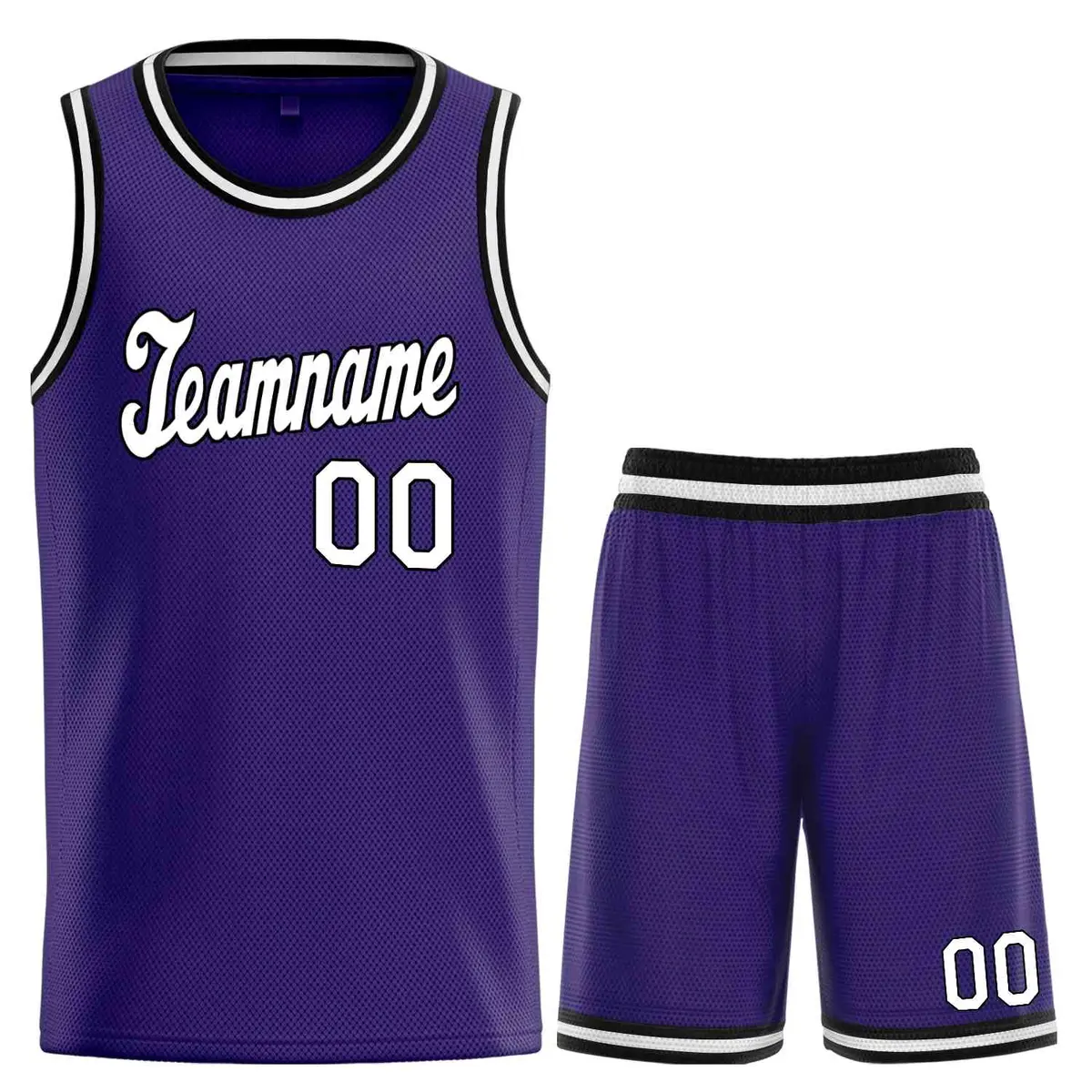 Purple White Black Classic Uniform Basketball Jersey