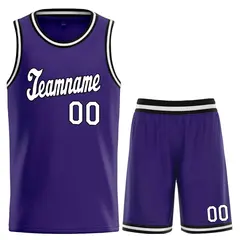 Purple White Black Classic Uniform Basketball Jersey