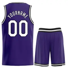 Purple White Black Classic Uniform Basketball Jersey 2