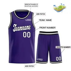 Purple White Black Classic Uniform Basketball Jersey 3